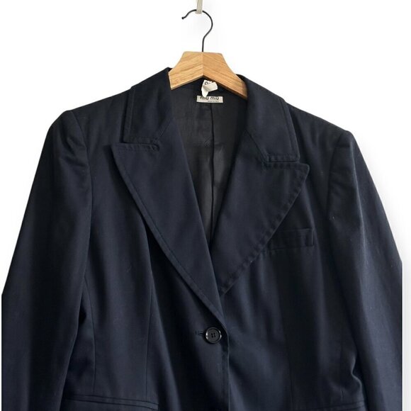 Miu Miu Navy Blue Cotton Blazer Jacket,‎ Size 46 Italy/US 10/M - Picture 4 of 16